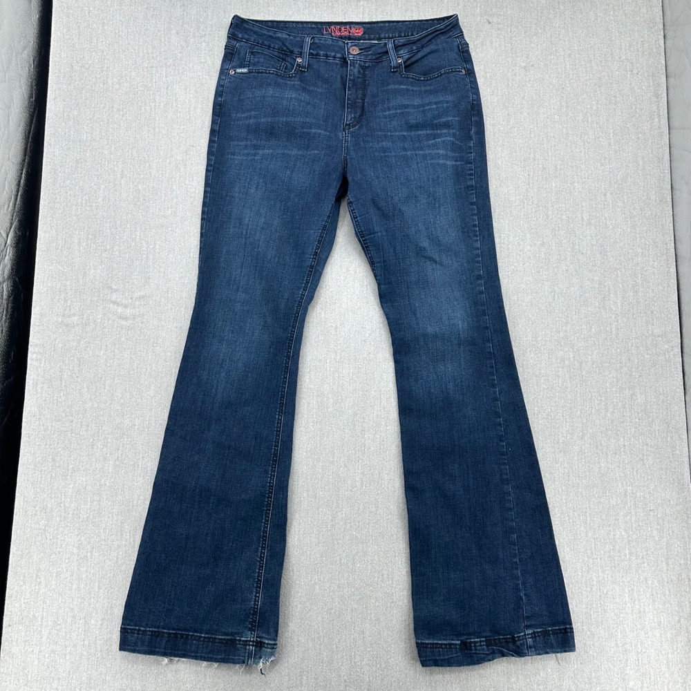Cinch Jeans Womens 33/15 XL Blue Lynden Bootcut Western Distressed Hem Denim